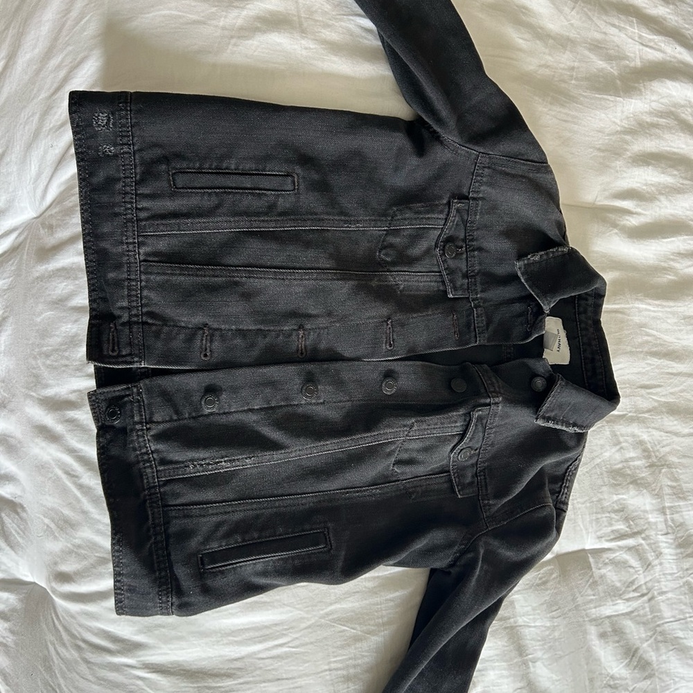Old Navy black denim jacket with slight distressing, great condition